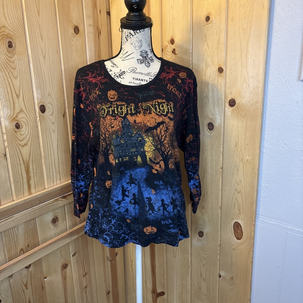 Vintage Y2K Studio Collection Fright Nights Haunting Halloween Shirt XL
